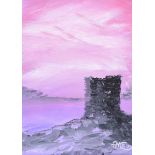 Pearse McCallion - BURT CASTLE, DONEGAL - Acrylic on Board - 12 x 8 inches - Signed in Monogram