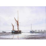 Alan Whiteheasd - FISHING BOATS II - Watercolour Drawing - 6 x 8 inches - Signed