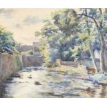 David Gould - TREES BY THE RIVER - Watercolour Drawing - 10 x 12 inches - Signed