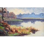 Hans Iten RUA - REFLECTIONS BY THE WATER, BELVOIR PARK - Oil on Board - 6 x 9 inches - Signed