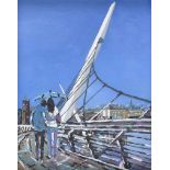 Sean Lorinyenko - THE PEACE BRIDGE, DERRY - Watercolour Drawing - 10 x 8 inches - Signed