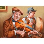 Roy Wallace - THE TWO PIECE BAND - Oil on Board - 12 x 16 inches - Signed