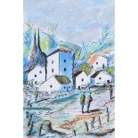 Pearse McCallion - VILLAGE IN THE PYRENEES - Watercolour Drawing - 12 x 8 inches - Signed