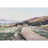 Rowland Hill, RUA - ROAD BY THE LOUGH - Watercolour Drawing - 10 x 14.5 inches - Signed