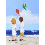 Michelle Carlin - FLYING OUR KITES - Oil on Board - 16 x 12 inches - Signed