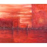 Kim Crawford - RED SUNSET - Oil on Canvas - 20 x 24 inches - Signed
