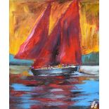 John Stewart - GALWAY HOOKER - Oil on Canvas - 12 x 10 inches - Signed