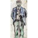 William Conor RHA RUA - YARDMAN - Wax Crayon on Paper - 10 x 5 inches - Signed