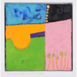 James May - FIVE LONELY STEMS IN A PINK FIELD - Mixed Media - 12 x 12 inches - Signed - JHA147