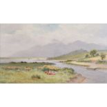 Joseph William Carey RUA - MURLOUGH BAY, DUNDRUM - Watercolour Drawing - 12 x 21 inches - Signed
