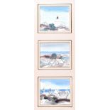 Markey Robinson - TRIPTYCH OF THREE WATERCOLOUR DRAWINGS WITH EMER GALLERY LABEL VERSO - Watercolour