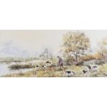 Hamilton Sloan - BEAGLES, BALLYNAHINCH - Watercolour Drawing - 9 x 20 inches - Signed