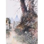 Martin D. Cooke - GARDEN GATE BY THE TREES - Watercolour Drawing - 6 x 4.5 inches - Signed