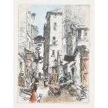 Eugene Veoler - FRENCH STREET - Coloured Print - 7 x 5 inches - Unsigned