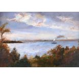 Sir Robert Ponsonby Staples Bt, RBS - STEAM BOAT ON THE FOYLE - Oil on Board - 9 x 13 inches -