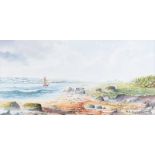 Robert B. Higgins - KILCLIEF BAY NEAR STRANGFORD LOUGH - Watercolour Drawing - 7 x 14 inches -