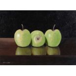 Kevin Meehan - THREE APPLES - Oil on Canvas - 10 x 14 inches - Signed