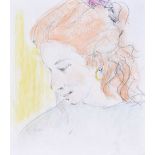 Tom Carr HRHA RUA RWS - GIRL WITH RED HAIR - Watercolour Drawing - 11 x 10 inches - Signed