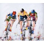J.P. Neeson - SPRINT FINISH - Oil on Board - 20 x 24 inches - Signed