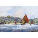 Niall Campion - GALWAY HOOKERS AT INNISHEER, COUNTY GALWAY - Oil on Canvas - 20 x 28 inches -