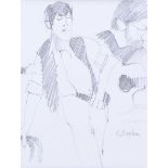 George Gallaghan - TWO PIECE BAND - Pencil on Paper - 7 x 6 inches - Signed