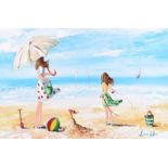 Lorna Millar - FUN AT THE BEACH - Oil on Board - 20 x 30 inches - Signed