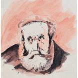 Patsy Farrell - STUDY OF A FISHERMAN - Watercolour Drawing - 7.5 x 7.5 inches - Signed