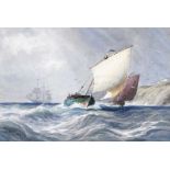 Joseph William Carey, RUA - SAILING OFF WHITEHEAD - Watercolour Drrawing - 7 x 10 inches - Signed