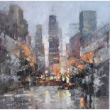 Colin Gibson - DOWNTOWN DOCK - Oil on Board - 15 x 15 inches - Signed