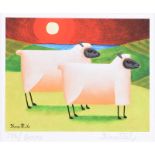 Graham Knuttel - TWO SHEEP - Limited Edition Coloured Print (173/5000) - 5 x 7 inches - Signed