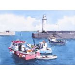 Kenny Hayes - DONAGHADEE HARBOUR - Watercolour Drawing - 10.5 x 14.5 inches - Signed