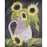 Sean Lorinyenko - SUNFLOWERS IN A JUG - Watercolour Drawing - 10 x 8 inches - Signed