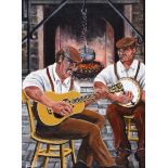 John Peoples - COOKING UP A TUNE - Oil on Canvas - 16 x 12 inches - Signed