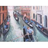 Hilary Bryson - VENICE, VIEW ALONG THE CANAL - Oil on Canvas - 12 x 16 inches - Unsigned