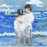 Rose Elizabeth Moorcroft - BROTHERS - Oil on Canvas - 20 x 20 inches - Signed