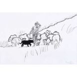 Eamon McDonnell - BRINGING HOME THE SHEEP - 9 x 12 inches - Mixed Media - Signed in Monogram