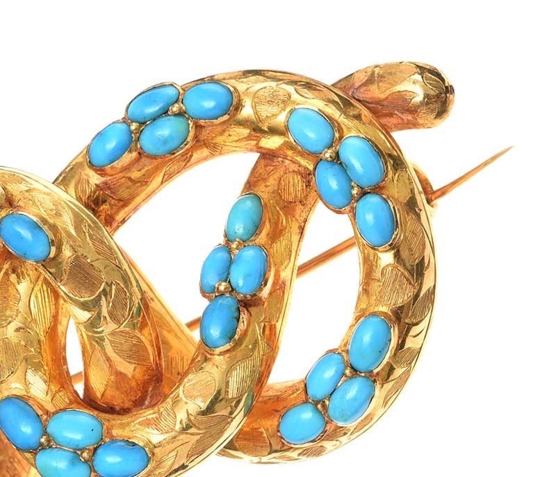 ANTIQUE MID-CARAT GOLD TURQUOISE BROOCH - Image 3 of 5