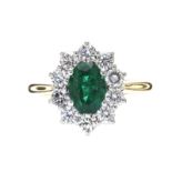 18CT GOLD COLOMBIAN EMERALD AND DIAMOND RING