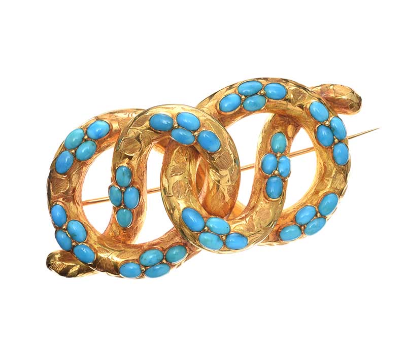 ANTIQUE MID-CARAT GOLD TURQUOISE BROOCH