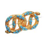 ANTIQUE MID-CARAT GOLD TURQUOISE BROOCH