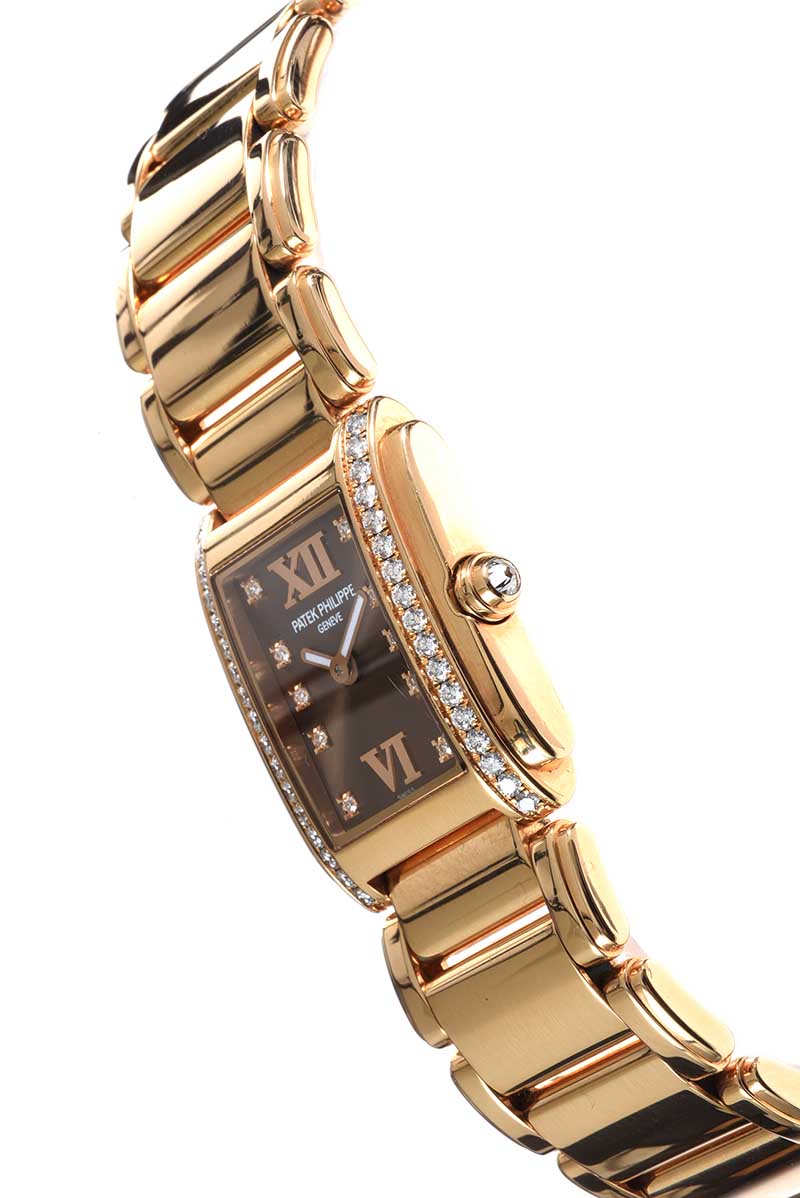 PATEK PHILIPPE 'TWENTY~4' 18CT ROSE GOLD AND DIAMOND LADY'S WRIST WATCH - Image 3 of 5