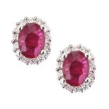 18CT WHITE GOLD RUBY AND DIAMOND EARRINGS