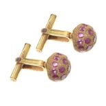 GOLD-TONE RUBY-SET CUFFLINKS