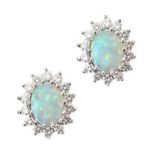 18CT GOLD OPAL AND DIAMOND EARRINGS