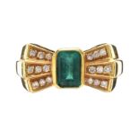 18CT GOLD EMERALD AND DIAMOND RING