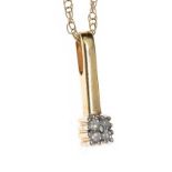 9CT GOLD DIAMOND PENDANT AND CHAIN