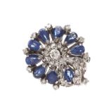 18CT WHITE GOLD SAPPHIRE AND DIAMOND DRESS RING