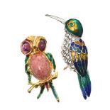 TWO ENAMEL BROOCHES