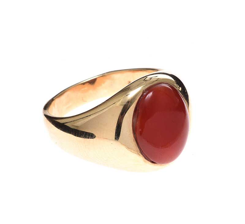 14CT GOLD CABOCHON CORAL RING - Image 2 of 3