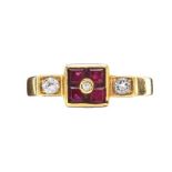 18CT GOLD RUBY AND DIAMOND RING